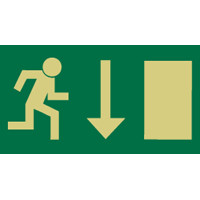 Nooduitgang rechts omlaag sticker