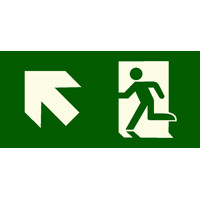 Nooduitgang links schuin omhoog bord