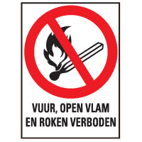 Vuur open vlam + tekst sticker