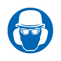 Helm bril en gehoorbeschermers sticker