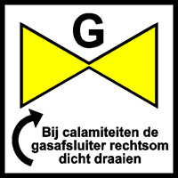 Gasafsluiter rechts bord
