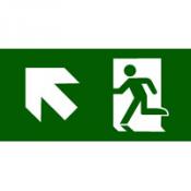 Nooduitgang links schuin omhoog bord (ook trap llinks omhoog) Nooduitgang links schuin omhoog bord (ook trap llinks omhoog)