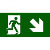 Nooduitgang rechts schuin omhoog bord (ook trap rechts omhoog) Nooduitgang rechts schuin omhoog bord (ook trap rechts omhoog)